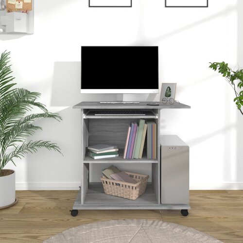 VidaXL Stol za računalo boja hrasta 80 x 50 x 75 cm konstruirano drvo Slike