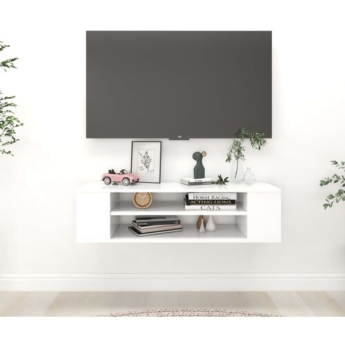 Viseći TV ormarić bijeli 100 x 30 x 26,5 cm konstruirano drvo Slike
