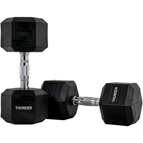 THUNDER Heksagonalna utež &reg; 20 kg &ndash; gumirana, proti zdrsu, za domači in profesionalni trening, (5000090238) Cene
