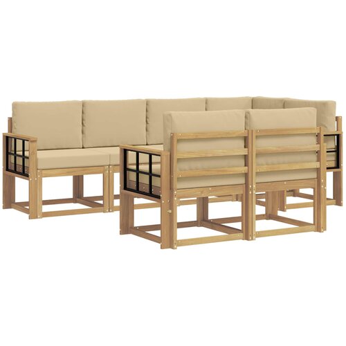 vidaXL Zunanja garnitura za sedenje 7 pcs Bela in bež Poliester, (5000281077) Cene