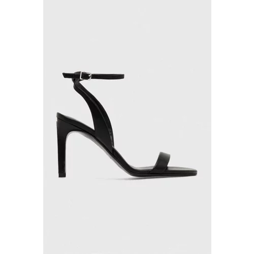 Calvin Klein Usnjeni sandali HEEL SANDAL 90 LTH črna barva, HW0HW01945