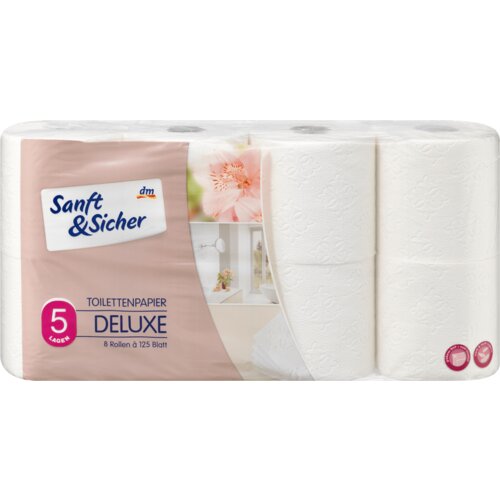 Sanft&Sicher Deluxe toaletni papir – 5 - slojni 8 kom Slike