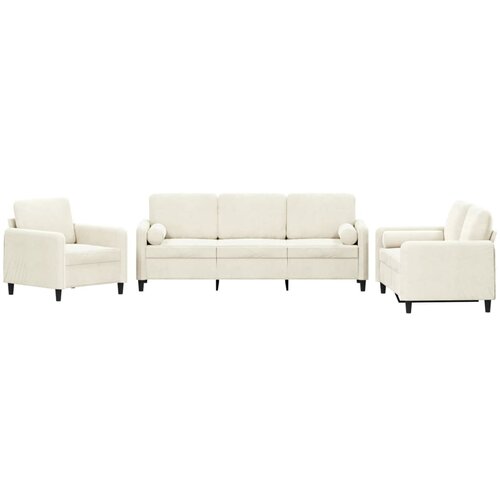 vidaXL 3-dijelni set sofa s jastucima krem baršunasti Cijene