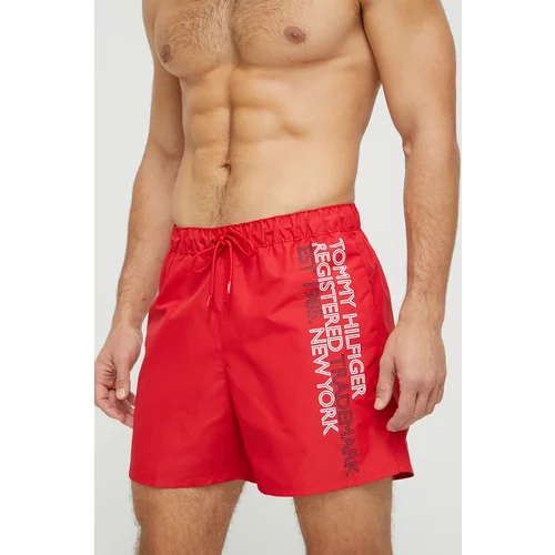 Tommy Hilfiger Kopalne kratke hlače rdeča barva