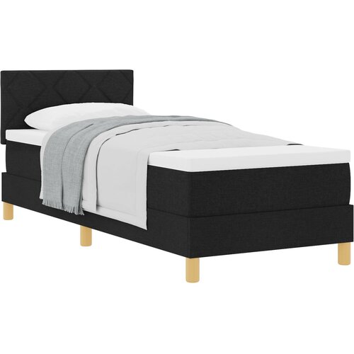 VidaXL Postelja s &amp;scaron;katlastim vzmetenjem z vzmetnico Črna 80x200 cm Tkanina, (22082872) Slike