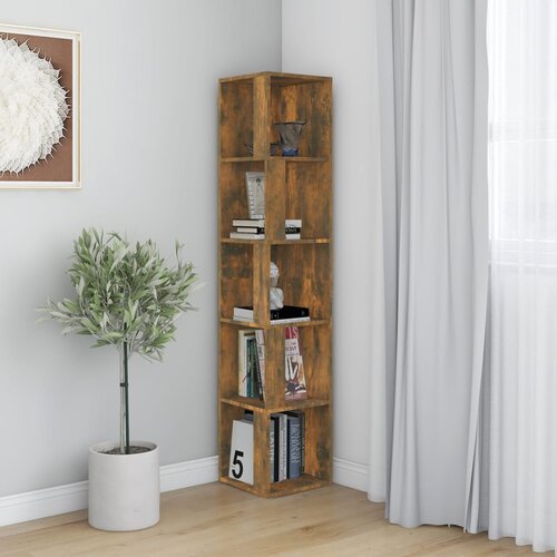 VidaXL Kotna omarica dimljeni hrast 33x33x164,5 cm inženirski les Slike