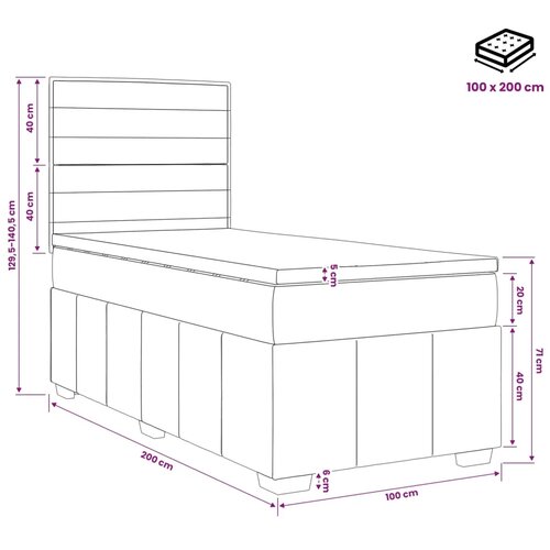  Boxspring krevet s madracem Sivosmeđa 100 x 200 cm Tkanina - Sivosmeđa 100 x 200 cm Dizajn linija Slike
