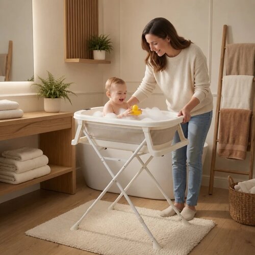 ECO TOYS Sklopiva kadica za bebe sa postoljem, odvodom i LCD termometrom &amp;ndash; ECOTOYS Slike
