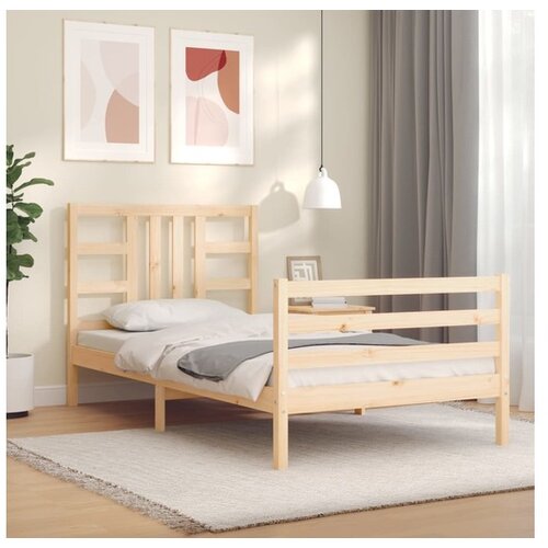 VidaXL Posteljni okvir z vzglavjem 100x200 cm trden les Slike