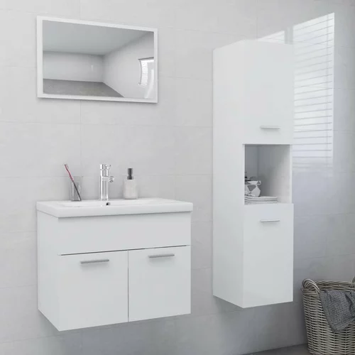  Komplet kopalniškega pohištva visok sijaj bele barve iverna pl., (20798145)