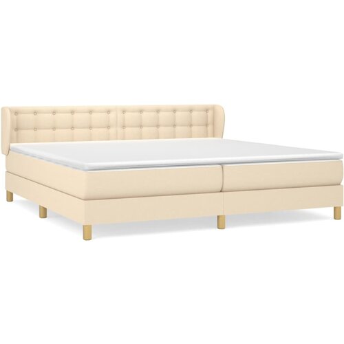 vidaXL Box spring postelja z vzmetnico krem 200x200 cm blago, (20894513) Cene