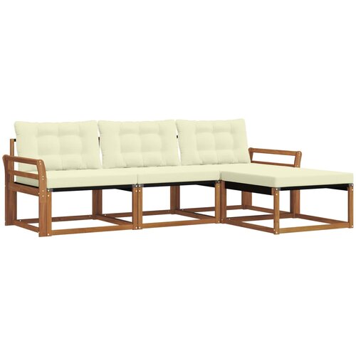  Set vanjskih sofa 4 kom. Prirodna i krem Smeđa 254 x 162,5 x 73 cm Slike