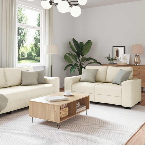 SOFA 2 pcs Bež 221 x 80 x 82 cm Platnasta tkanina Cene