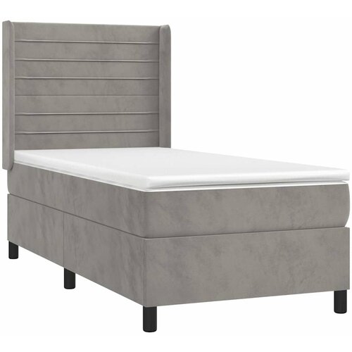 Box spring krevet s madracem svjetlosivi 90x190 cm bar&amp;scaron;unasti Slike