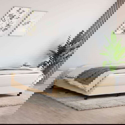  Za krevet s oprugama krem 140x200 cm od tkanine Slike