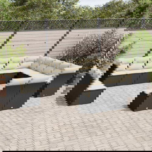 VidaXL 13-dijelni set vrtnih sofa s jastucima poliratan crni Slike