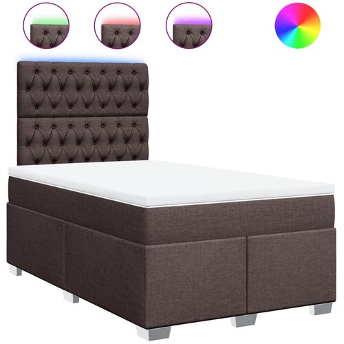 vidaXL Box spring postelja z vzmetnico temno rjava 120x190 cm blago, (21321561) Cene