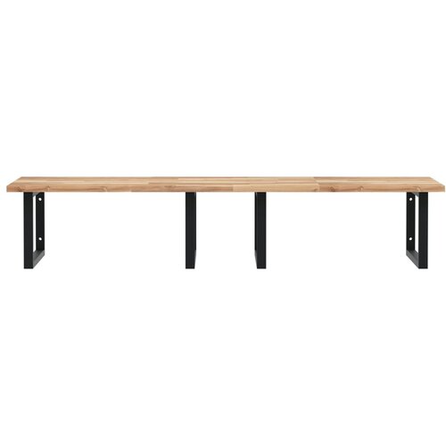  Zidna polica za umivaonik od čelika i masivnog bagremovog drva Smeđa 140 x 60 x 2 cm Slike