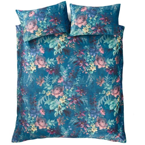Catherine Lansfield Plavozelena posteljina za bračni krevet/za produženi krevet od samta 230x220 cm Bridgerton Romantic Floral – Cene