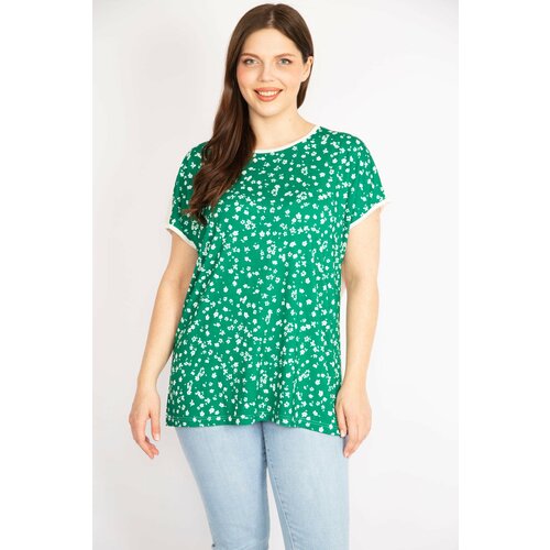 Şans Women's Green Plus Size Front Patterned Blouse Slike