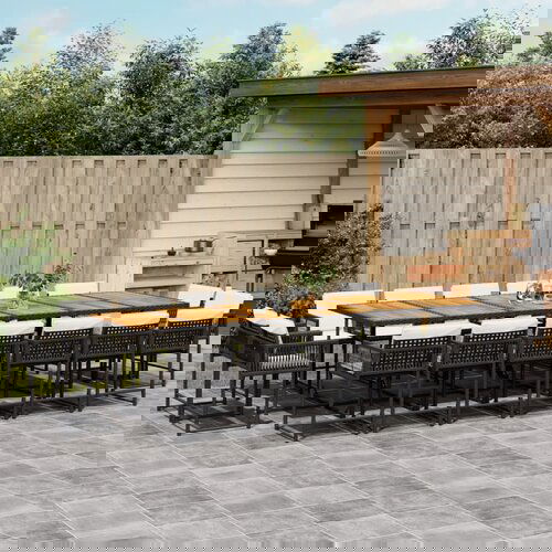 vidaXL 17-dijelni vrtni blagovaonski set s jastucima poliratan crni Cijene