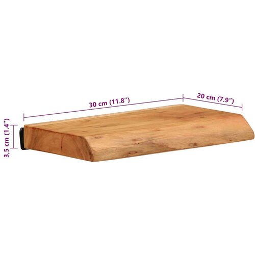  Zidne police 2 kom 30x20x3 5 cm od masivnog bagremovog drva - 30 x 20 x 3.5 cm 1 2 Slike