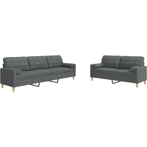 Maison Chic Sedežna garnitura - kavč 2-delna z blazinami temno sivo blago, (21729350) Cene