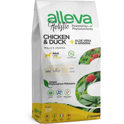 Alleva holistic adult chicken & duck + aloe vera & ginseng - grain free hrana za odrasle pse srednjih rasa sa piletinom i pačetinom (2kg, 12kg Cene