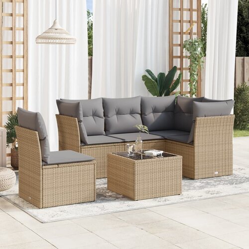 vidaXL 6-dijelni set vrtnih sofa s jastucima bež od poliratana Cijene