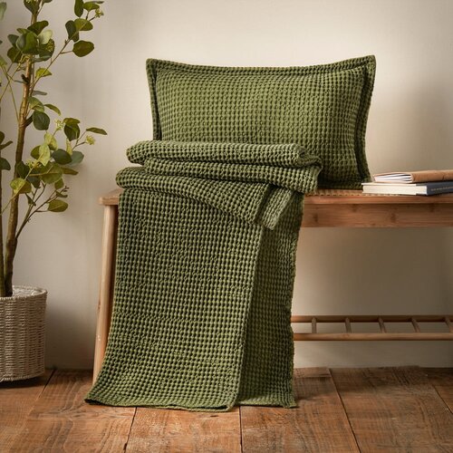 Pineapple Elephant Zelena pamučna deka 150x200 cm Jaipur Chunky Waffle &amp;ndash; Slike