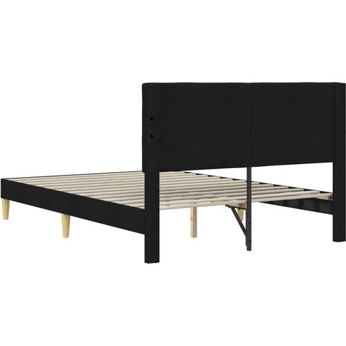  Okvir za krevet s uzglavljem Crna 140 x 190 cm Tkanina - Crna 140 x 190 cm Slike
