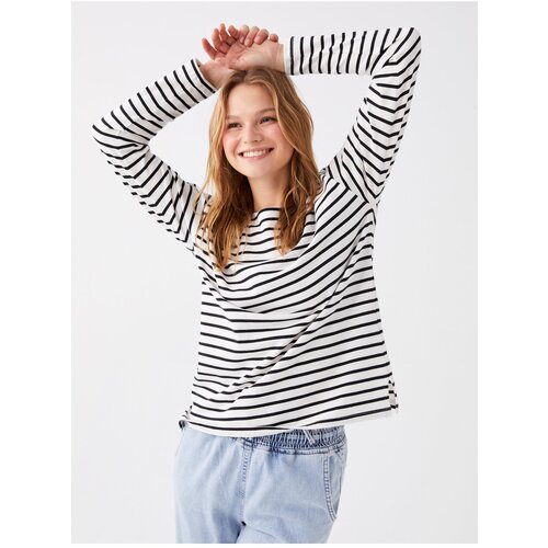 LC Waikiki Women's Crew Neck Striped Long Sleeved T-Shirt Cene