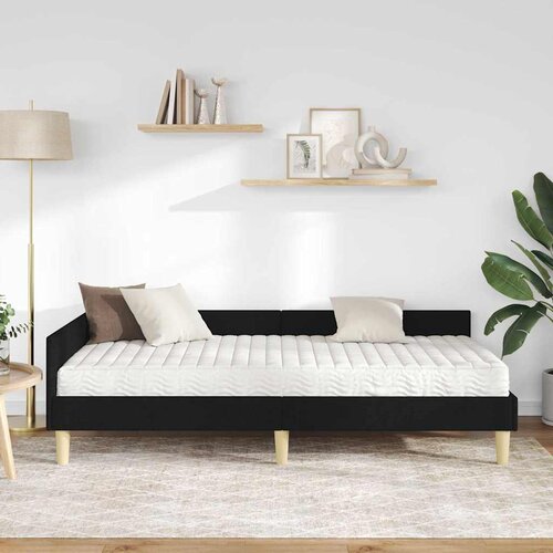  Kutni krevetni okvir s madracem 2 kom. Crna 100 x 200 cm Slike