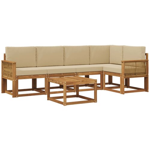 vidaXL Zunanja garnitura za sedenje z blazino 6 pcs Naravna in bež, (5000279502) Cene