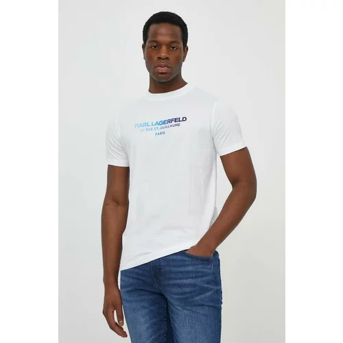 Karl Lagerfeld Pamučna majica za muškarce, boja: bijela, s aplikacijom