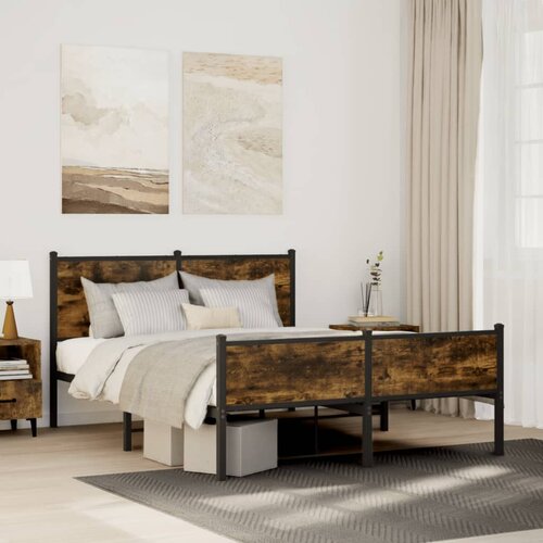 Furnova Kovinski posteljni okvir brez vzmetnice dimljen hrast 140x200cm, (21934400) Slike