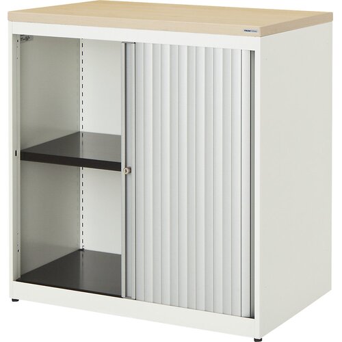 mauser Omara s prečnim rolojem, VxŠxG 830 x 800 x 432 mm, plošča iz umetne mase, 1 polica, čisto bele / aluminijaste barve / javor Cene