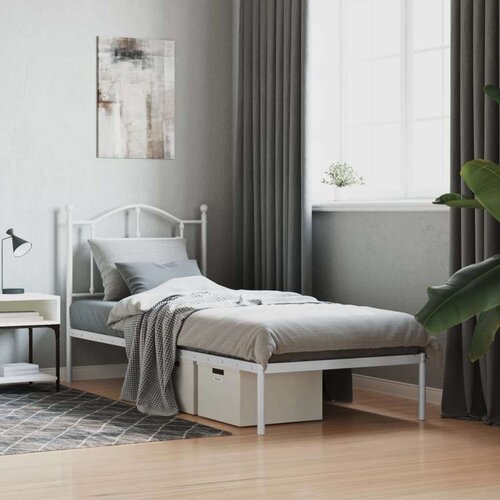 Metalni okvir za krevet s uzglavljem bijeli 90 x 190 cm Cijene