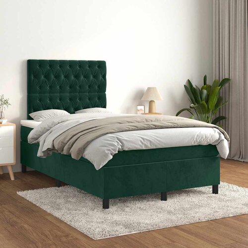 Box spring krevet s madracem tamnozeleni 120x200 cm bar&amp;scaron;unasti Slike
