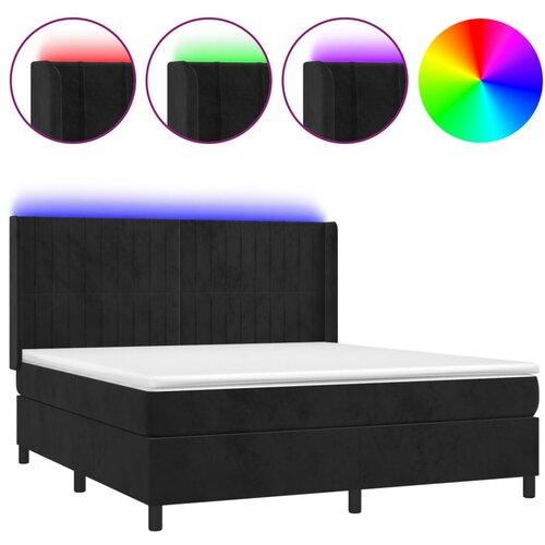 Maison Chic Box spring postelja - Vzmetna postelja z vzmetnico LED črna 180x200 cm žamet SL18290, (21892354) Cene