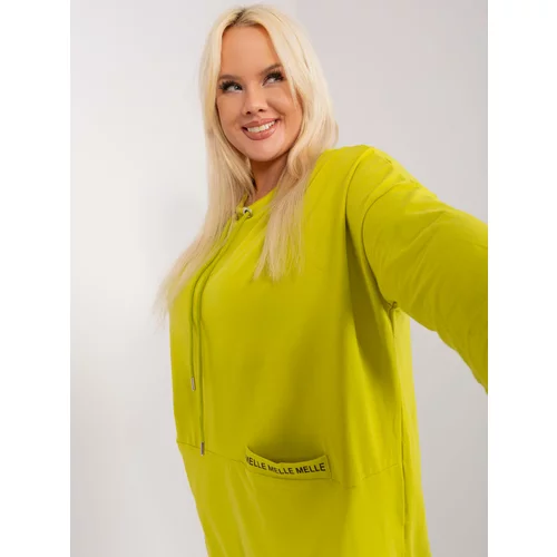 Fashion Hunters Long lime blouse plus size with lettering