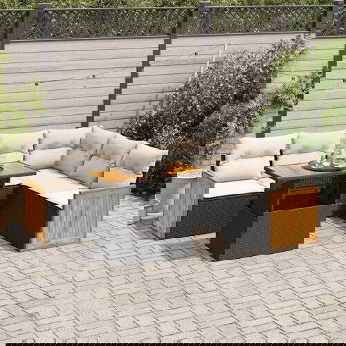 vidaXL 7-dijelni set vrtnih sofa od poliratana s jastucima crni bagrem Cene
