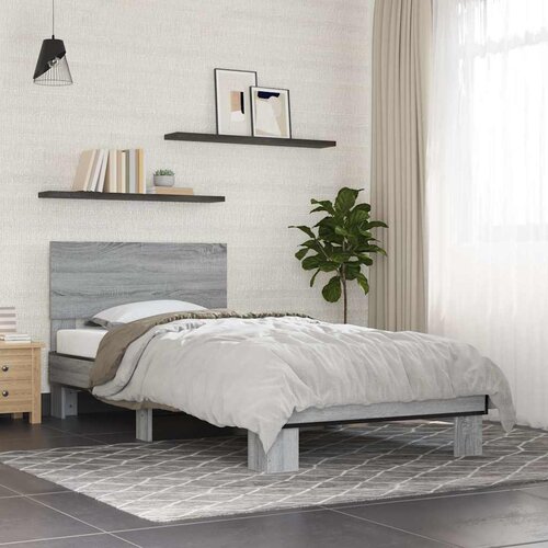 Furnova Posteljni okvir siva sonoma 90x190 cm inženirski les in kovina, (21936659) Slike