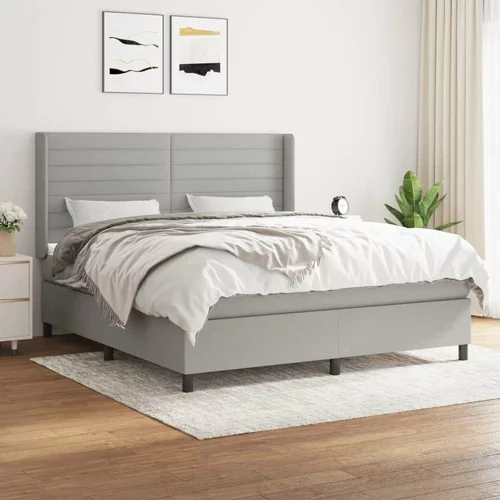  Box spring postelja z vzmetnico svetlo siva 160x200 cm žamet, (20892863)