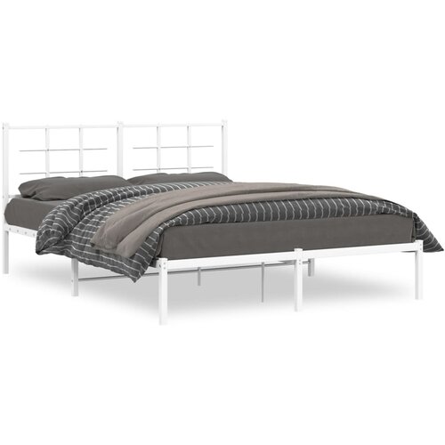  Metalni okvir za krevet s uzglavljem bijeli 150x200 cm Slike