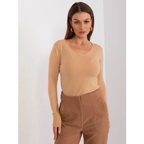 Fashion Hunters Camel sweater with V-neck