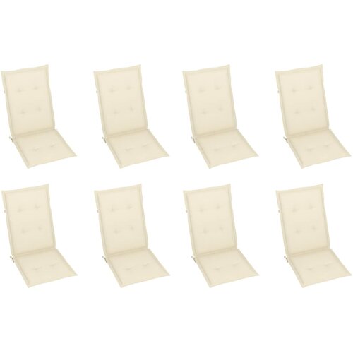  Sklopive stolice s jastucima 8 kom. Masivno bagremovo drvo Krema 120 x 50 x 3 cm Slike