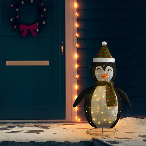 vidaXL okrasna figura pingvin LED razkošno blago 120 cm