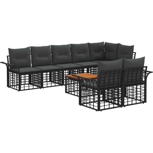  Set vanjskih sofa 9 pcs Crna i tamno siva poliratan - Crna i tamno siva sa stolom Cijene