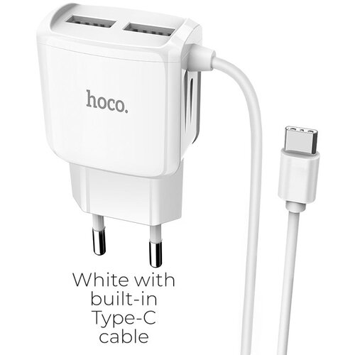 mobiline.si hišni / zidni 2x usb polnilec hoco C59A mega joy + podatkovni / polnilni kabel usb type-c - beli Cene